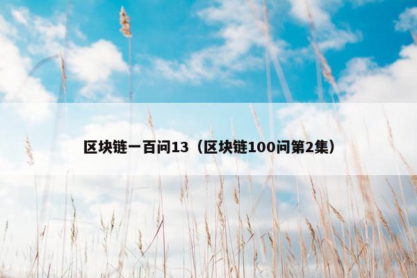 区块链一百问13（区块链100问第2集）