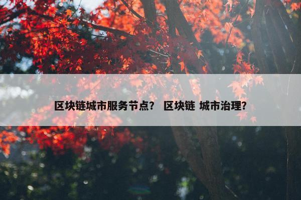 区块链城市服务节点？ 区块链 城市治理？