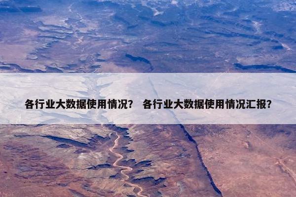 各行业大数据使用情况？ 各行业大数据使用情况汇报？