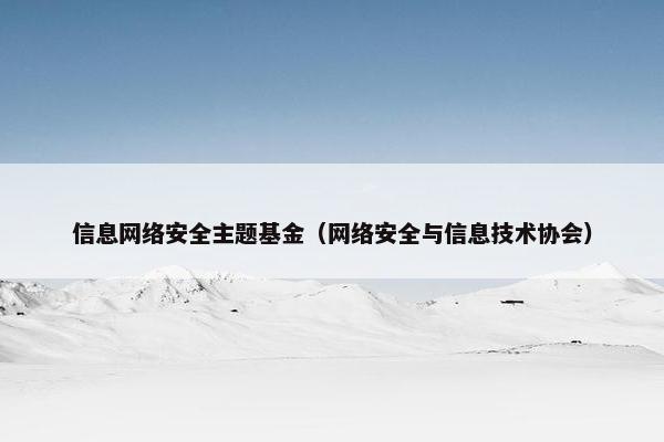 信息网络安全主题基金（网络安全与信息技术协会）