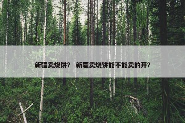 新疆卖烧饼？ 新疆卖烧饼能不能卖的开？
