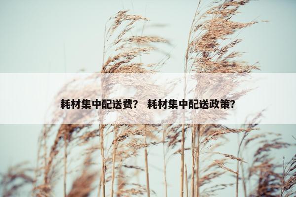 耗材集中配送费？ 耗材集中配送政策？