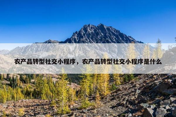 农产品转型社交小程序，农产品转型社交小程序是什么