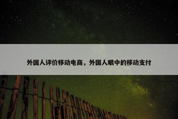外国人评价移动电商，外国人眼中的移动支付