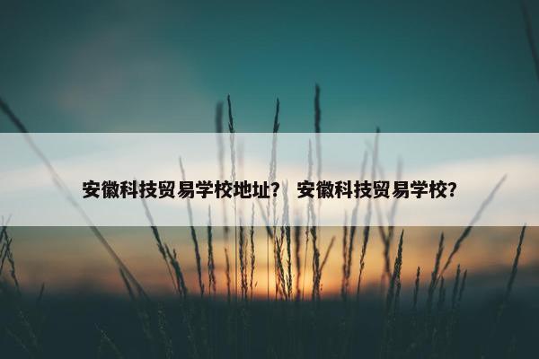 安徽科技贸易学校地址？ 安徽科技贸易学校？