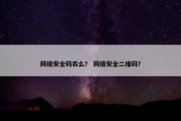 网络安全码农么？ 网络安全二维码？