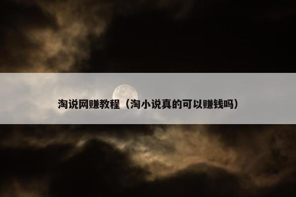 淘说网赚教程（淘小说真的可以赚钱吗）