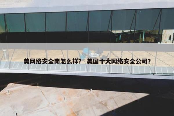 美网络安全岗怎么样？ 美国十大网络安全公司？