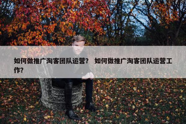 如何做推广淘客团队运营？ 如何做推广淘客团队运营工作？