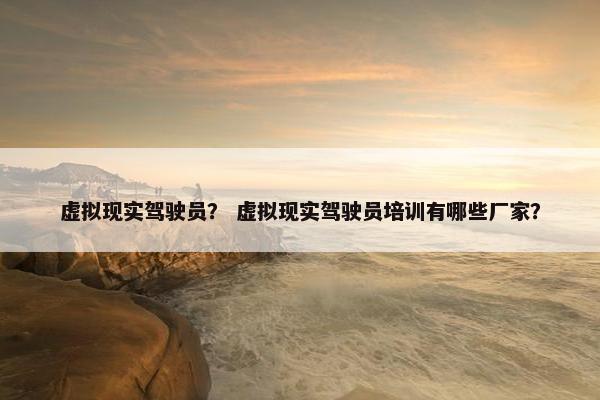 虚拟现实驾驶员？ 虚拟现实驾驶员培训有哪些厂家？
