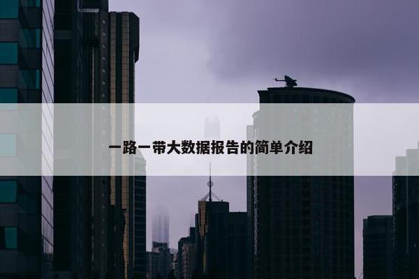 一路一带大数据报告的简单介绍