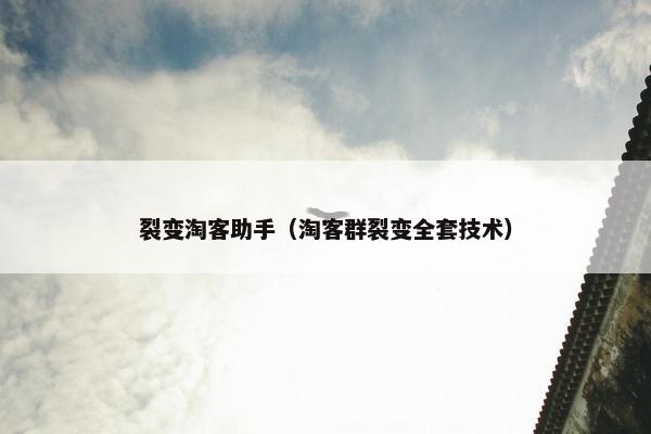 裂变淘客助手（淘客群裂变全套技术）