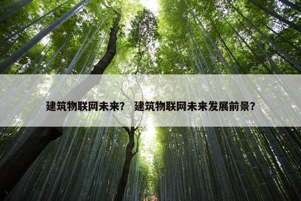 建筑物联网未来？ 建筑物联网未来发展前景？