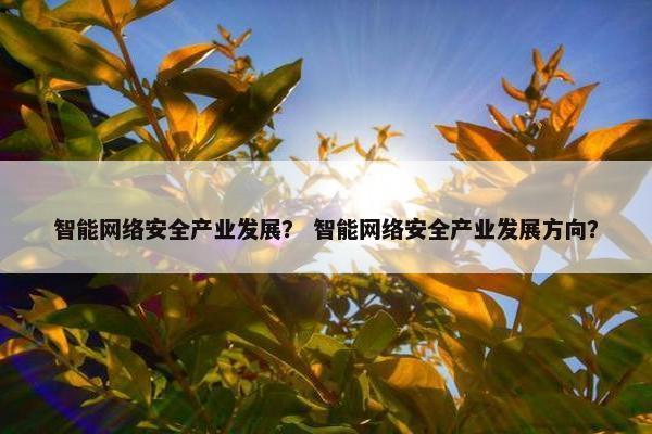 智能网络安全产业发展？ 智能网络安全产业发展方向？