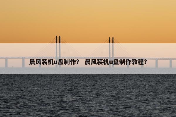 晨风装机u盘制作？ 晨风装机u盘制作教程？