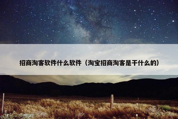 招商淘客软件什么软件（淘宝招商淘客是干什么的）