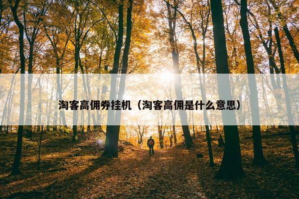 淘客高佣券挂机（淘客高佣是什么意思）