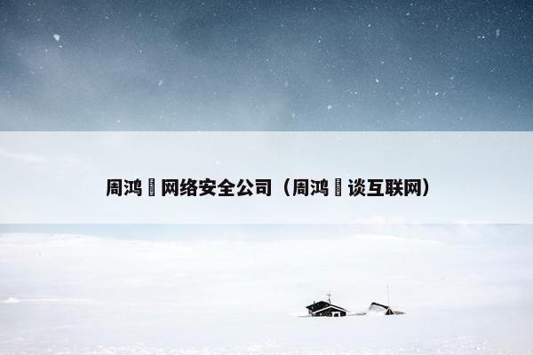 周鸿祎网络安全公司（周鸿祎谈互联网）