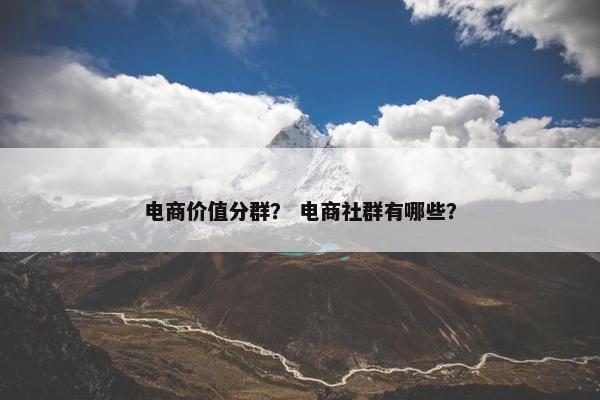 电商价值分群？ 电商社群有哪些？