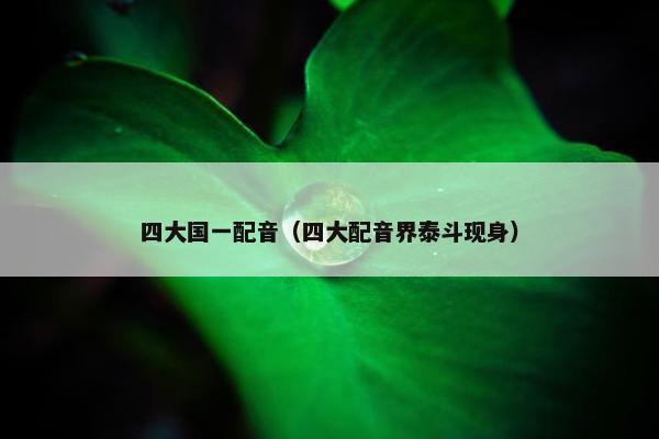 四大国一配音（四大配音界泰斗现身）