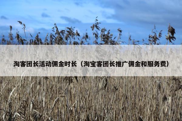淘客团长活动佣金时长（淘宝客团长推广佣金和服务费）