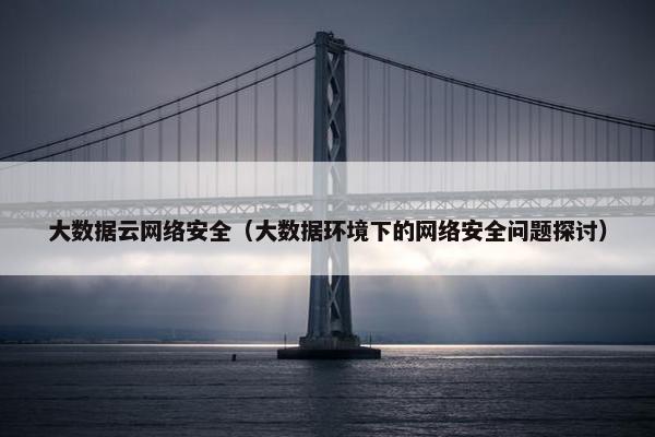 大数据云网络安全（大数据环境下的网络安全问题探讨）