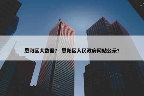 恩阳区大数据？ 恩阳区人民政府网站公示？