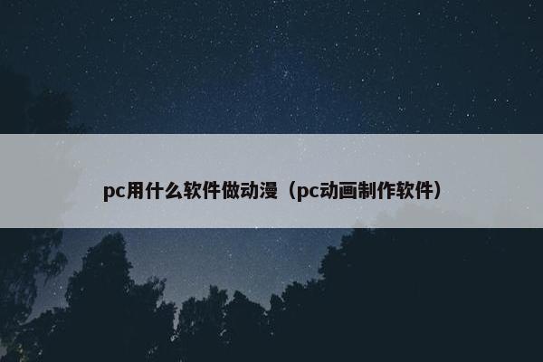 pc用什么软件做动漫（pc动画制作软件）