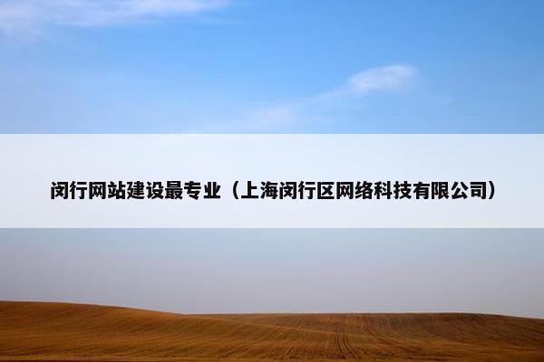 闵行网站建设最专业（上海闵行区网络科技有限公司）