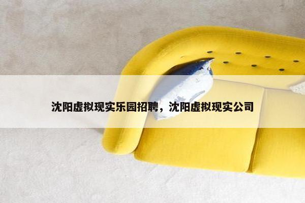 沈阳虚拟现实乐园招聘，沈阳虚拟现实公司