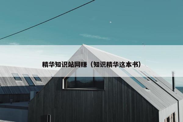 精华知识站网赚（知识精华这本书）