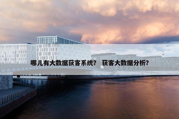 哪儿有大数据获客系统？ 获客大数据分析？