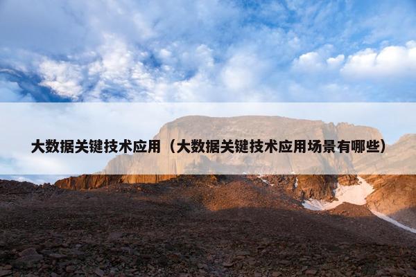 大数据关键技术应用（大数据关键技术应用场景有哪些）