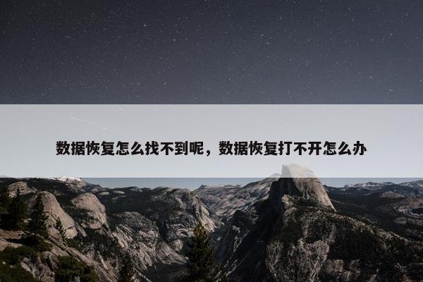 数据恢复怎么找不到呢，数据恢复打不开怎么办