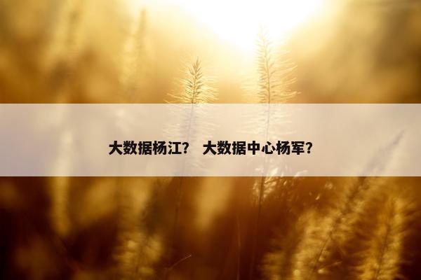 大数据杨江？ 大数据中心杨军？