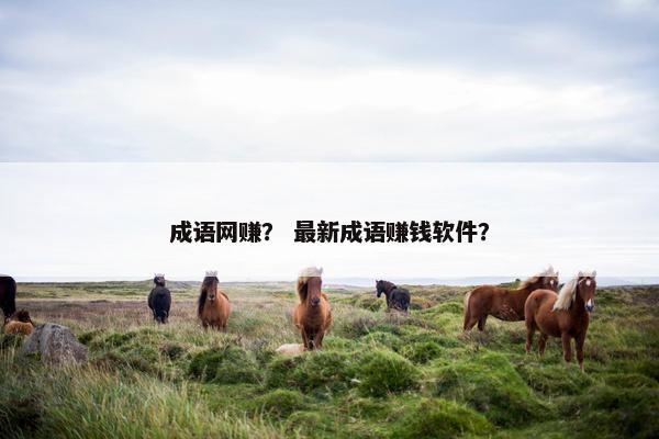 成语网赚？ 最新成语赚钱软件？