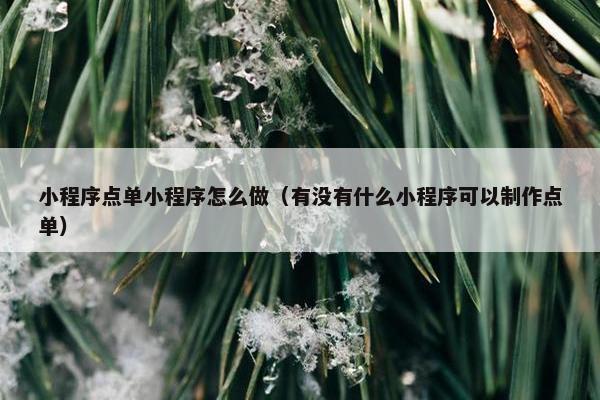 小程序点单小程序怎么做（有没有什么小程序可以制作点单）
