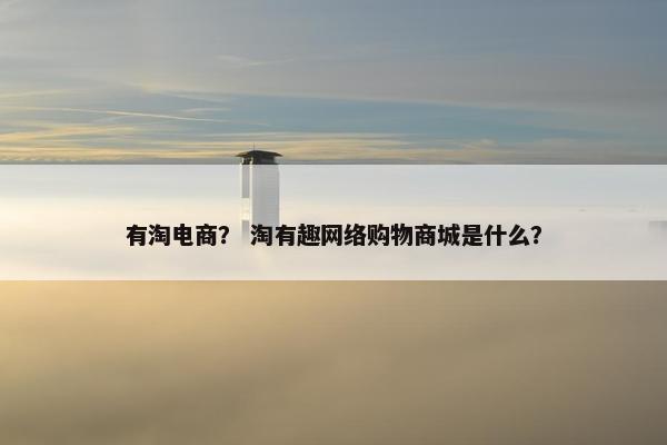 有淘电商？ 淘有趣网络购物商城是什么？