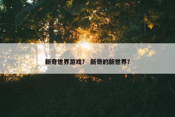 新奇世界游戏？ 新奇的新世界？