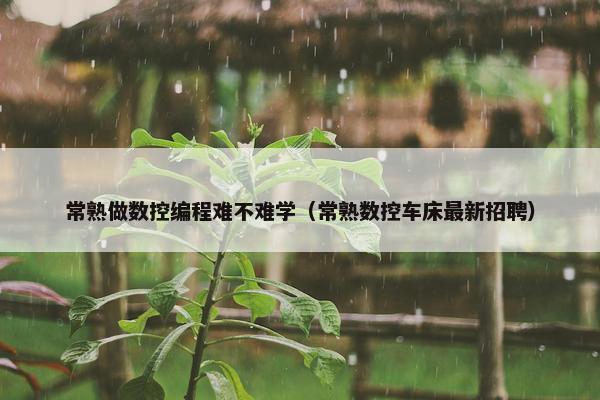 常熟做数控编程难不难学（常熟数控车床最新招聘）