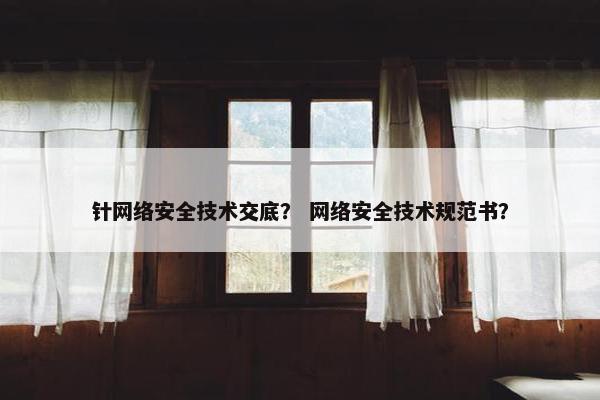 针网络安全技术交底？ 网络安全技术规范书？