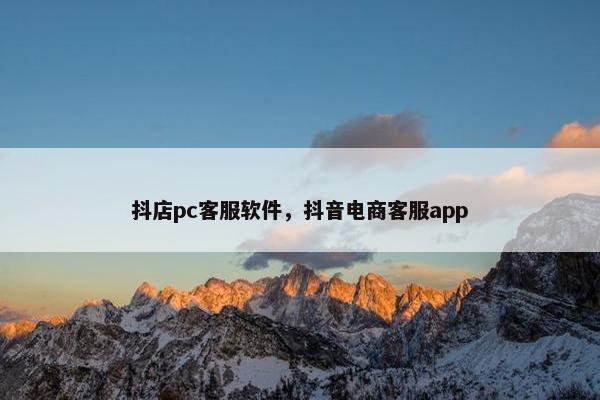 抖店pc客服软件，抖音电商客服app