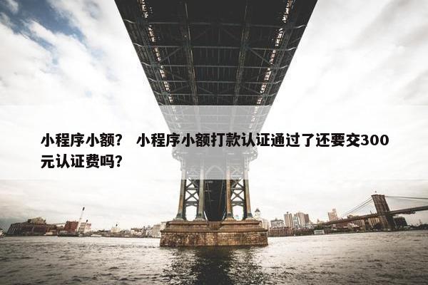 小程序小额？ 小程序小额打款认证通过了还要交300元认证费吗？