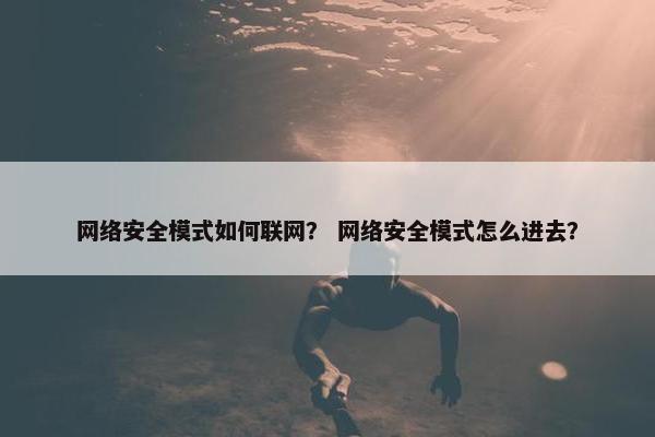 网络安全模式如何联网？ 网络安全模式怎么进去？
