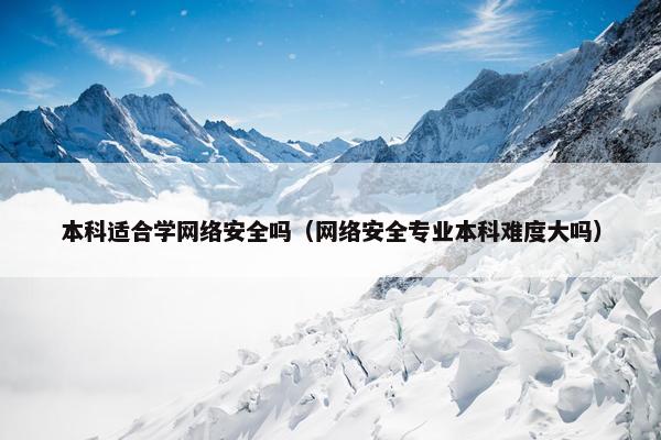 本科适合学网络安全吗（网络安全专业本科难度大吗）