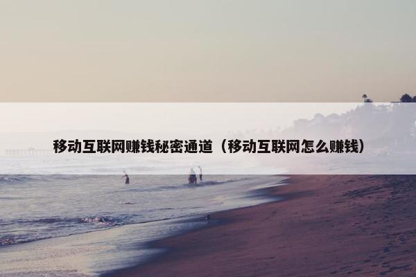 移动互联网赚钱秘密通道（移动互联网怎么赚钱）