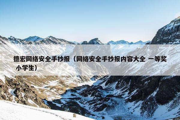 德宏网络安全手抄报（网络安全手抄报内容大全 一等奖 小学生）