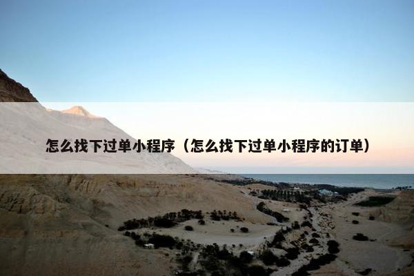 怎么找下过单小程序（怎么找下过单小程序的订单）