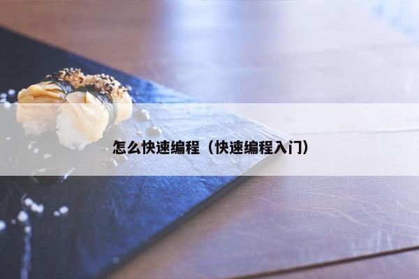 怎么快速编程（快速编程入门）