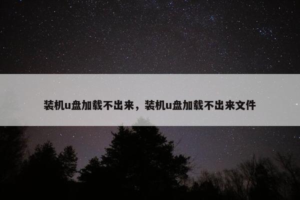 装机u盘加载不出来，装机u盘加载不出来文件